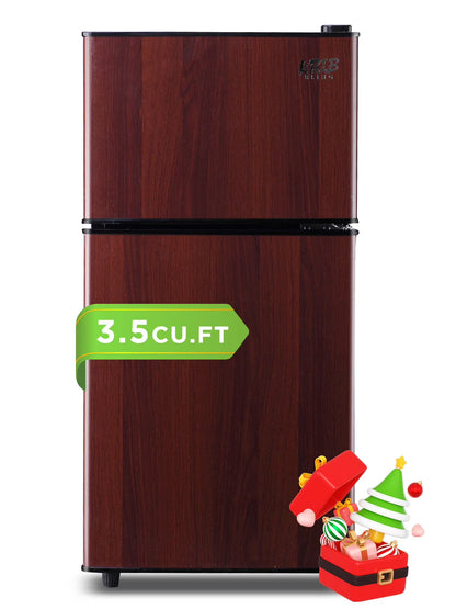 Krib B Compact Refrigerator 3.5 Cu.ft, Mini Fridge with Freezer, Modern Fridge with Dual Door, 7 Grade Temperature Adjustment, Silver