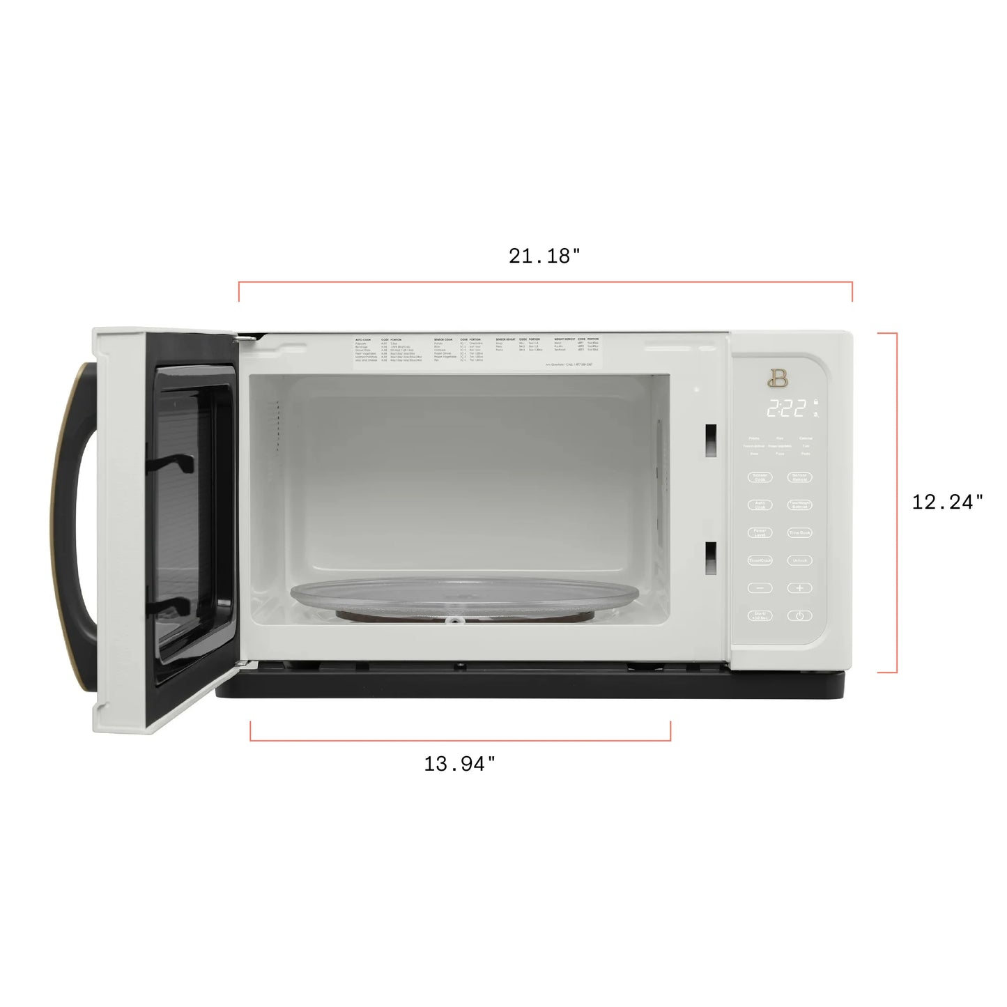 Beautiful 1.1 Cu ft 1000 Watt, Sensor Microwave Oven, White Icing by Drew Barrymore, New
