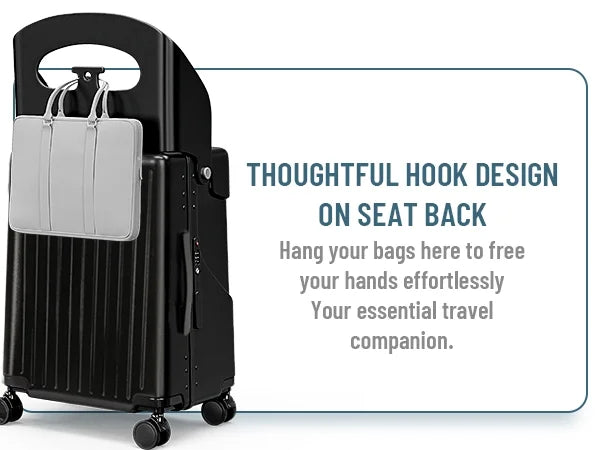 Fridtrip 20 Inch Carry On TSA Lock Luggage with Foldable Seat for Kids& Adult,Lockable Spinner Wheels Free Luggage Cover and Safety Seatbelt Travel Suitcase