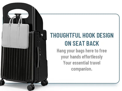 Fridtrip 20 Inch Carry On TSA Lock Luggage with Foldable Seat for Kids& Adult,Lockable Spinner Wheels Free Luggage Cover and Safety Seatbelt Travel Suitcase