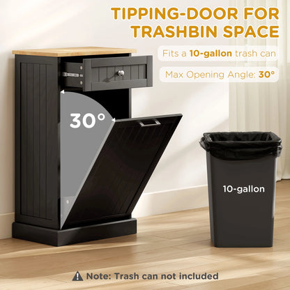 HOMCOM Kitchen Tilt Out Trash Bin Cabinet, Free Standing Recycling Cabinet