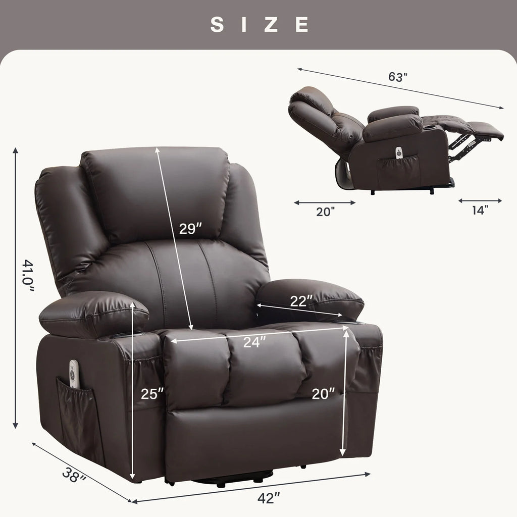 JONPONY Power Lift Recliner Chair Recliners for Elderly with Heat and Massage Recliner Chair for Living Room with Infinite Position and Side Pocket,USB Charge Port,Black