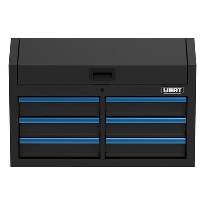 HART 36-Inch 5-Drawer Rolling Tool Cabinet with Wood Top, Locking Steel Garage Storage, Black