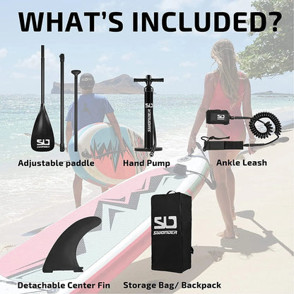 Swonder Inflatable Stand Up Paddle Board 10'x32”x6'' with Premium SUP Accessories - Backpack, Paddle, Pump and Leash