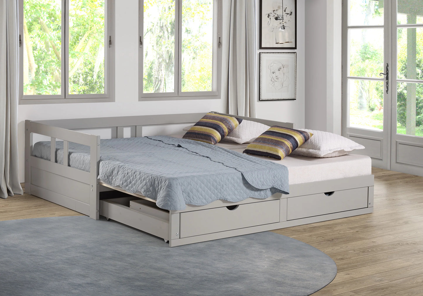 Melody Twin to King Extendable Day Bed with Storage White