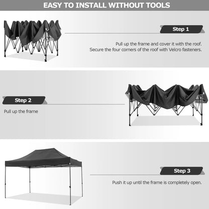 COBIZI 10x15ft Pop up Canopy, Easy up Heavy Duty Canopy Tent with 4 Removable Sidewalls,Gray