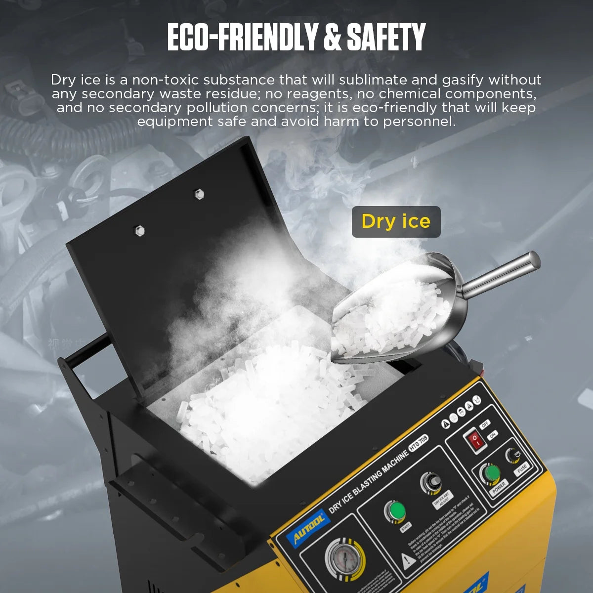 AUTOOL Automotive Dry Ice Cleaning Machine Car Engine Throttle Carbon Deposit Cleaner Exhaust Pipe Pressure Washer 110V/220V Dry Ice Blasting Clean Machine for All Cars, HTS705