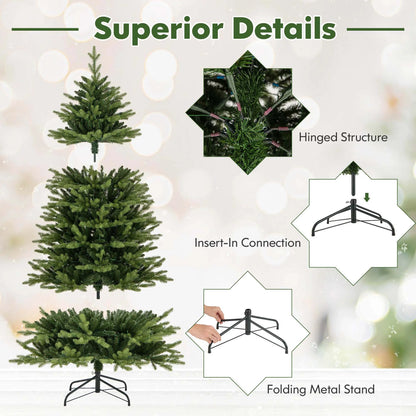 Costway 5 FT Pre-Lit Christmas Tree Hinged with 250 Multi-color Lights & 844 Branch Tips