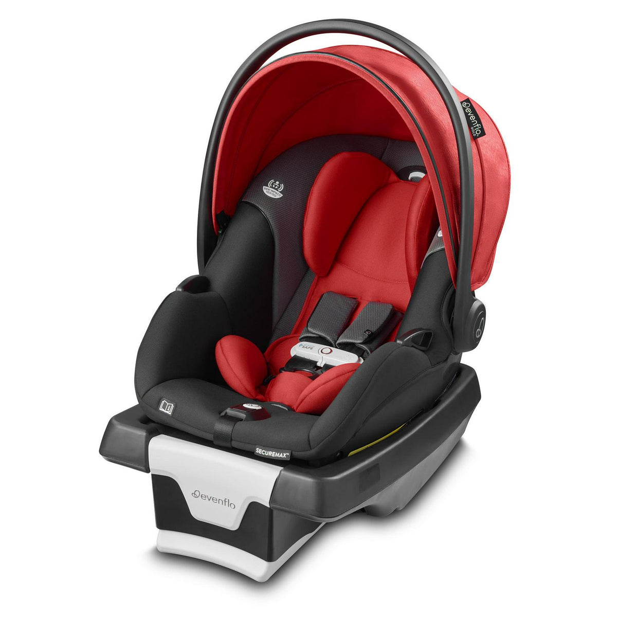 Evenflo Gold SensorSafe SecureMax 35 lbs Infant Car Seat. Garnet Red