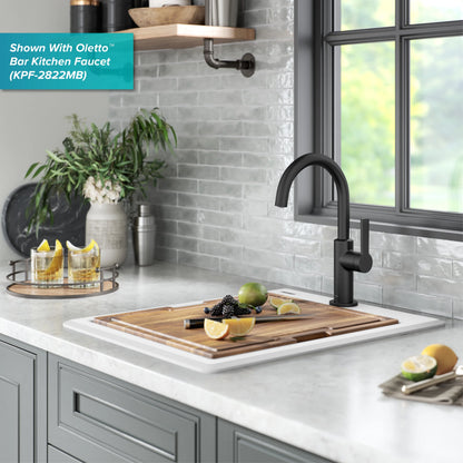KRAUS Bellucci 18 Granite Composite Workstation Drop-In Top Mount Single Bowl Kitchen Bar Sink in White with Accessories