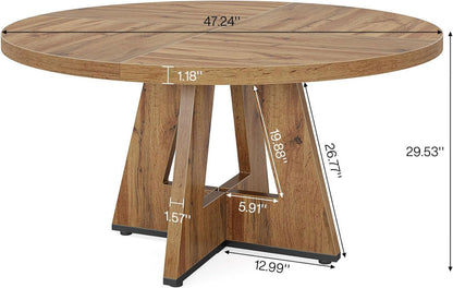 Tribesigns Round Dining Table for 4, Grey Kitchen Table 47 Inch Farmhouse Wood Kitchen Dinning Table for Kitchen Living Room