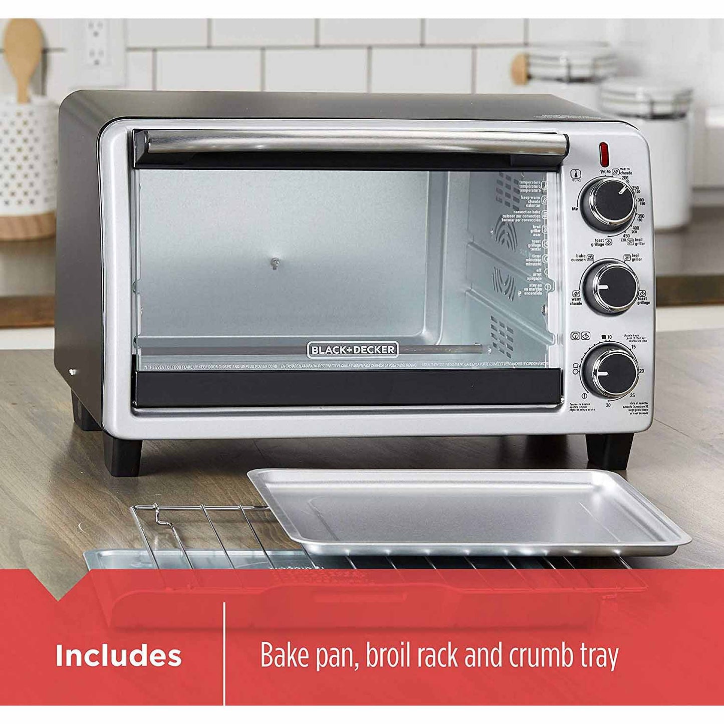 BLACK+DECKER 6-Slice Toaster Oven, Black, TO1950SBD