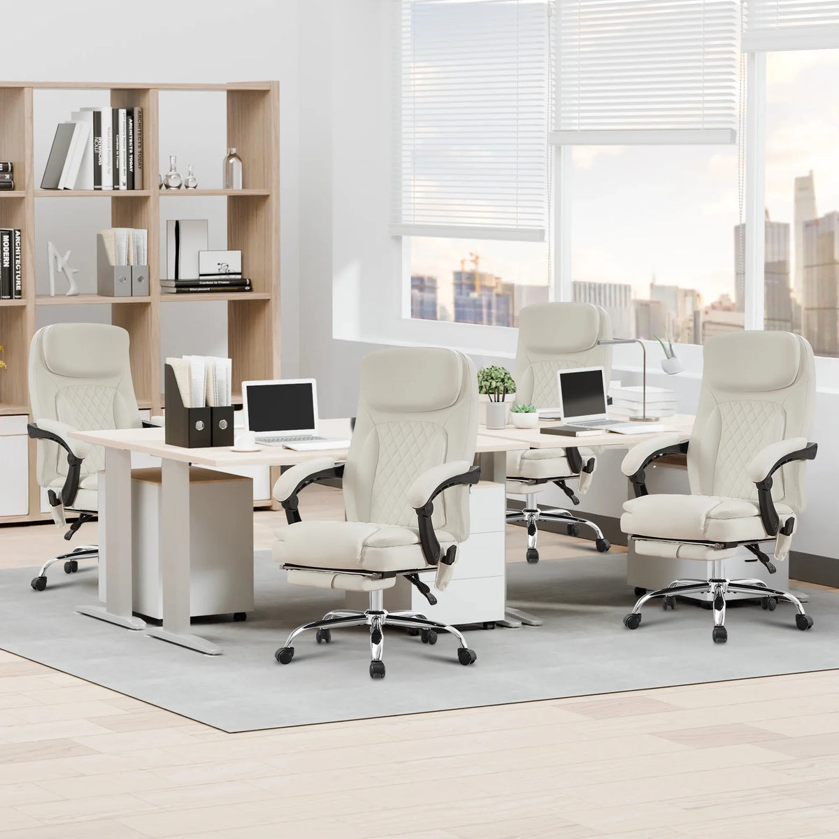 JONPONY Big and Tall Office Chair 500LBS Executive Office Chair Massage and Footrest Ergonomic Computer Desk Chair Reclining High Back Leather Office Chair Lumbar Back Support Swivel Rolling,Black