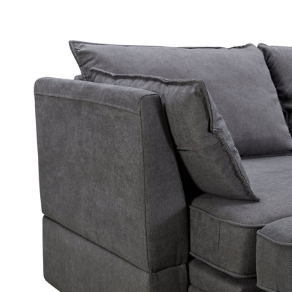 Oversized Modular Sectional Sofa with 2 Pillows, Convertible Sofa Bed with Storage Seat & Storage Ottoman, Upholstered U-Shaped Sectional Sofa with Reversible Chaise, 6 Seaters Sofa Sleeper Sofa