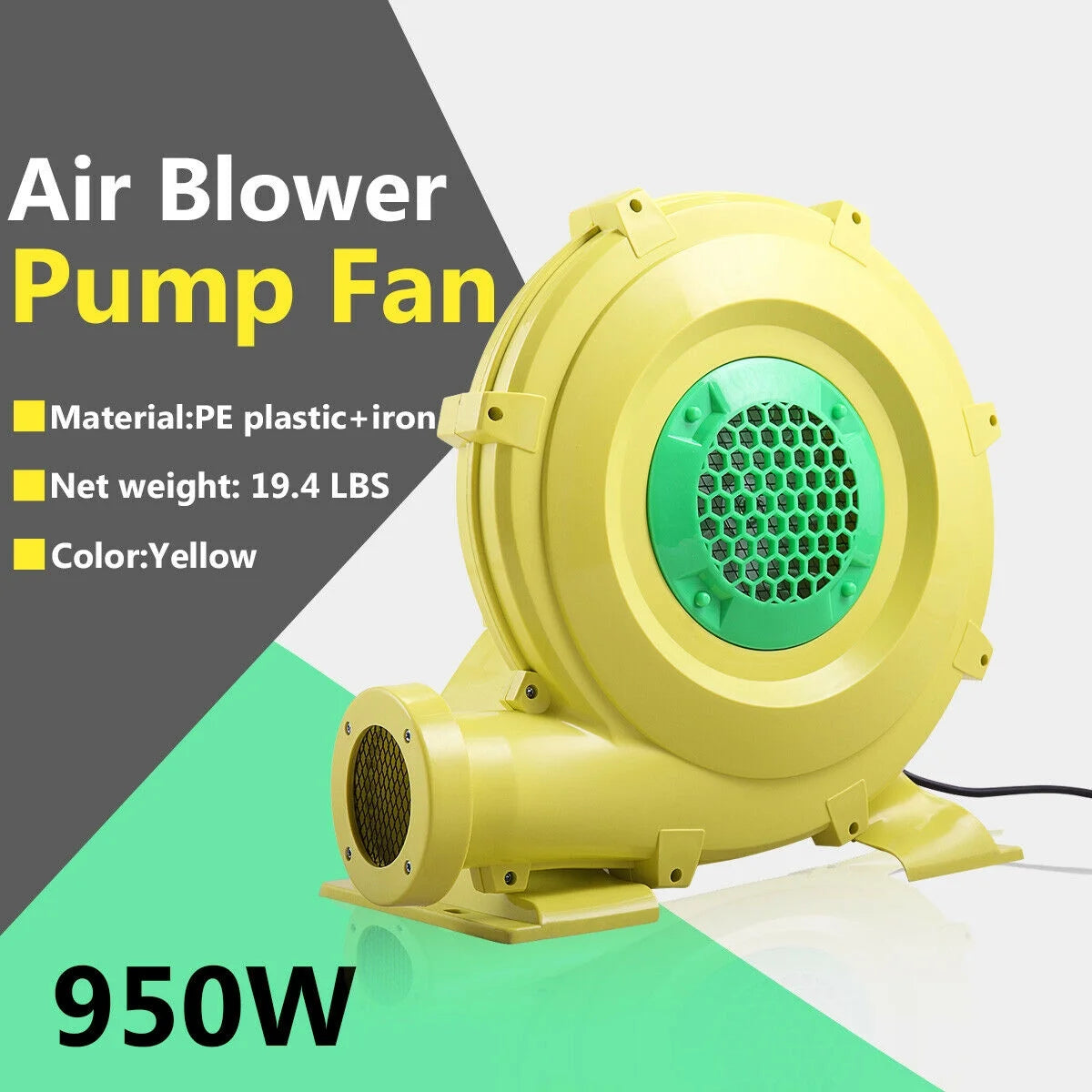 Hommoo Air Blower Pump, Air Mattress Pump, Electric Air Pump,Bounce House Blower for Inflatable Bounce House Bouncy Castle, Yellow