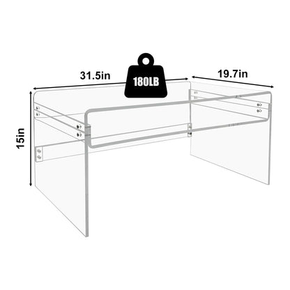 VDGPWA 32" Rectangle Waterfall Coffee Table, 0.6" Thick All Acrylic, Clear