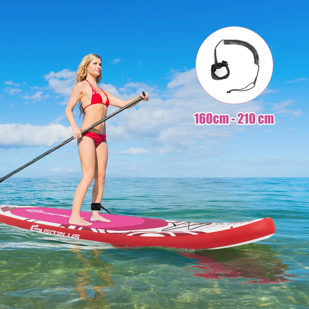 Goplus 10.5�?Inflatable Stand Up Paddle Board SUP W/Carrying Bag Aluminum Paddle Pink