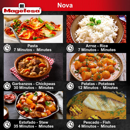 Magefesa Nova 4.2 Qt Stovetop Pressure Cooker �?Fast Cooking, Easy Locking, 18/10 Stainless Steel, Induction Compatible, 5 Safety Features, 11.6 PSI