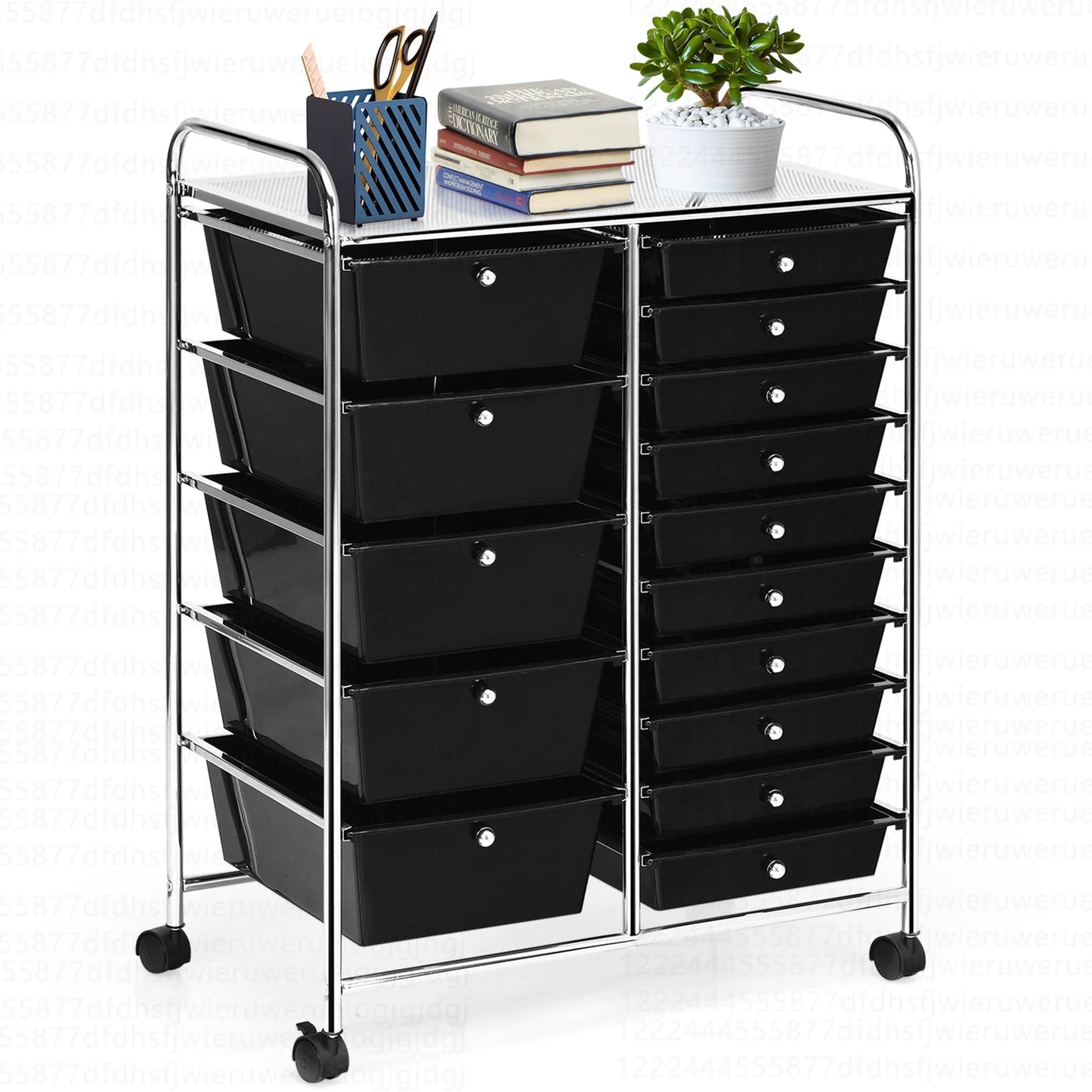 Costway 15 Drawer Rolling Storage Cart Tools Scrapbook Paper Office School Organizer White