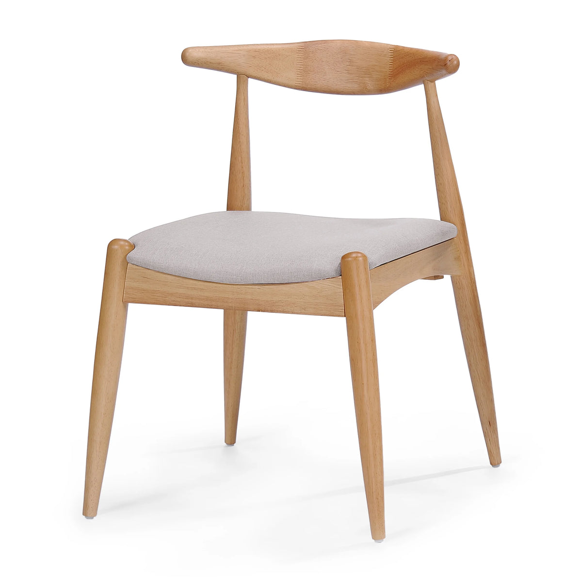 GDF Studio Virgil Mid Century Modern Fabric Upholstered Dining Chairs, Set of 2, Charcoal and Walnut