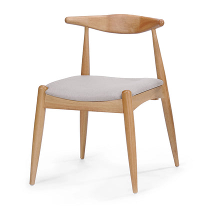 GDF Studio Virgil Mid Century Modern Fabric Upholstered Dining Chairs, Set of 2, Charcoal and Walnut