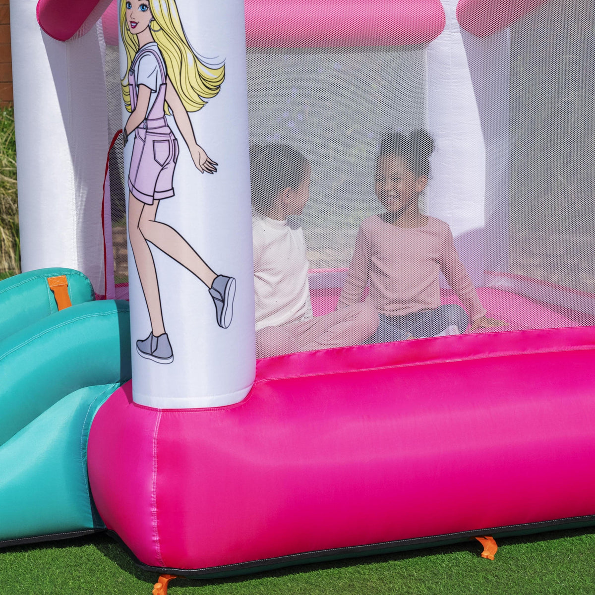 Barbie Inflatable Bounce House with Mesh Walls, Slide and Blower, Indoor/Outdoor, Ages 3+