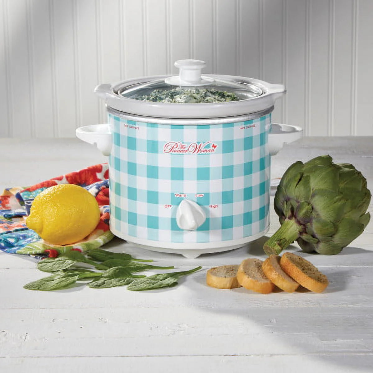 The Pioneer Woman Slow Cooker 1.5 Quart Twin Pack, Breezy Blossom and Teal Gingham, 33018