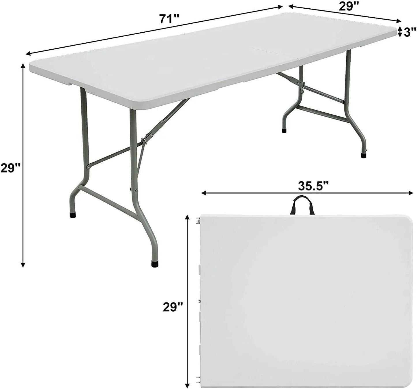 Amazing for less 8ft Folding Table White Plastic Portable Long Foldable Tables Indoor Outdoor Party Picnic Camping Fold Table 8 Foot (4ft, 6ft, 8ft)
