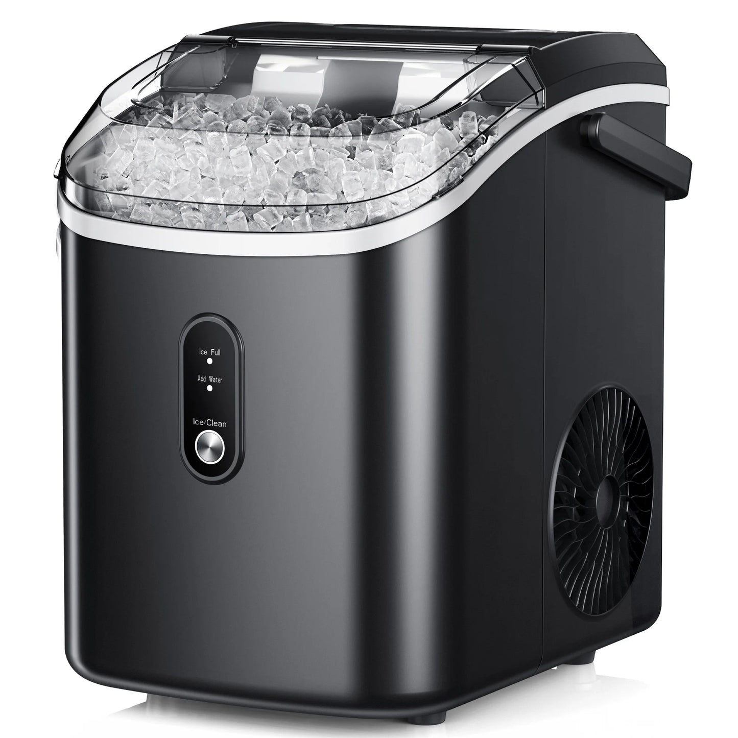 Simzlife Nugget Ice Maker Countertop, 34.9lbs per Day Chewable Pebble Nugget Ice Machine with Touch Screen for Home, Kitchen, Office, Stainless Steel, Black