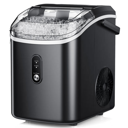Simzlife Nugget Ice Maker Countertop, 34.9lbs per Day Chewable Pebble Nugget Ice Machine with Touch Screen for Home, Kitchen, Office, Stainless Steel, Black