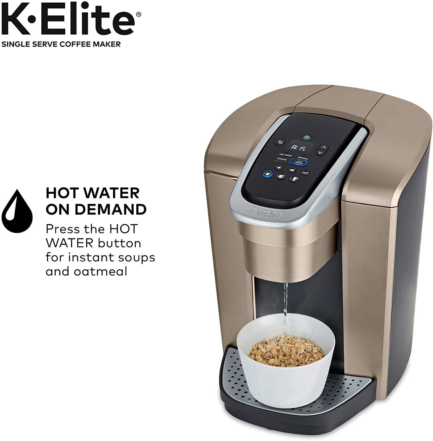 Keurig K-Elite Coffee Maker, Single Serve K-Cup Pod Coffee Brewer, With Iced Coffee Capability, Brushed Slate