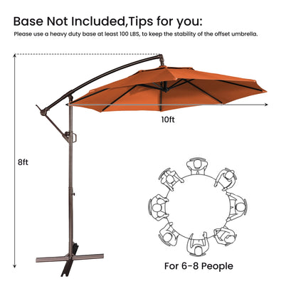 Mondawe 10ft Solar Lights Offset Cantilever Patio Umbrella - with Light, LED Lighted Offset Hanging Patio Outdoor Market Umbrella UPF50+ UV Protection with Crank,Navy Blue