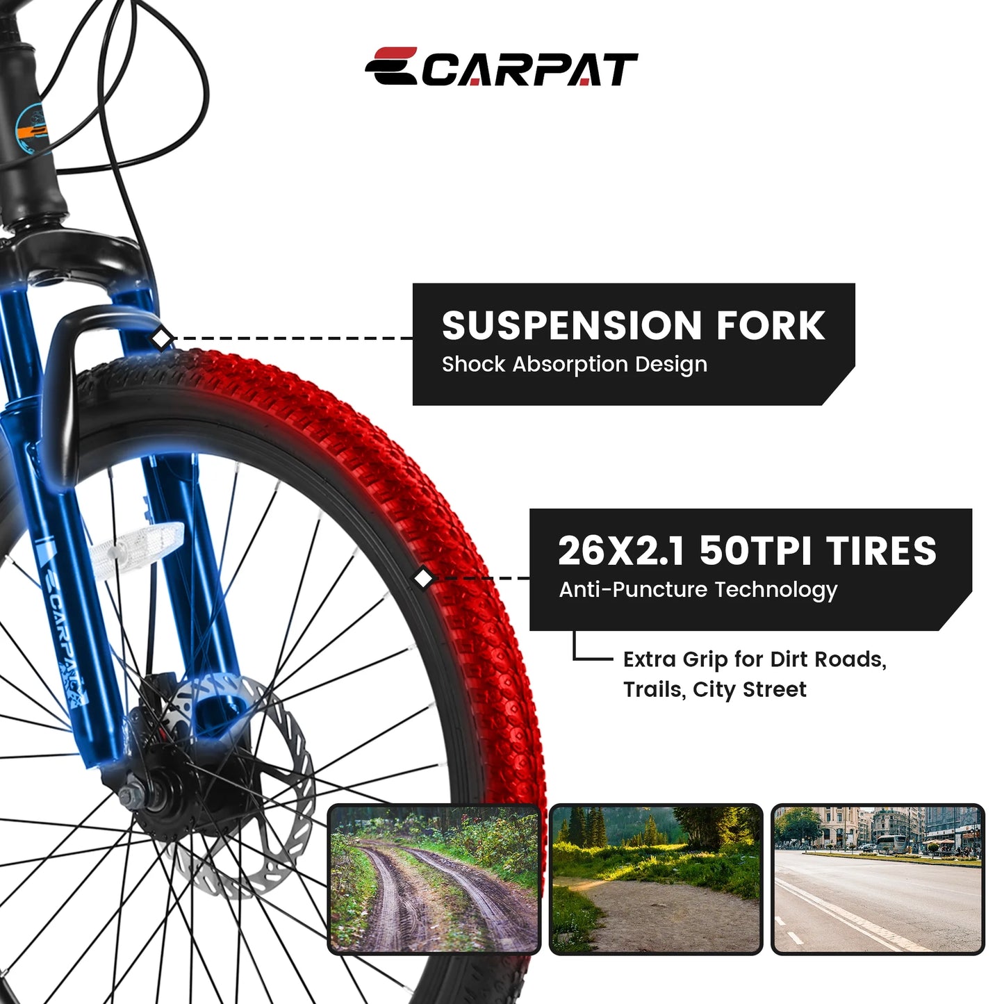 26 inch Mountain Bike for Men, Adult Mountain Bike with Shimano 21 Speed & Disc Brakes, Black Orange