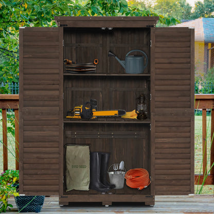 MCombo Tall Garden 1.52 x 2.85 ft. Wood Storage Shed, Brown