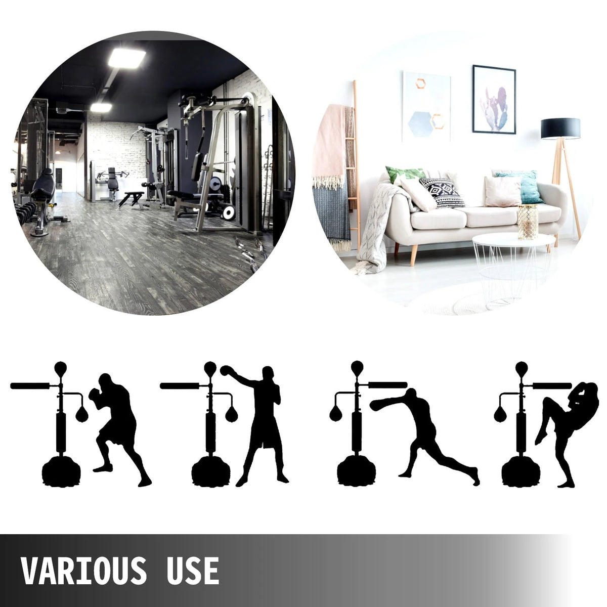 VEVORbrand Boxing Speed Trainer, Rapid-Reflex Boxing Bar, Training Boxing Ball with Reflex Bar & Gloves, Solid Speed Punching Bag Free Standing, Adjustable Height, for Adult&Kid, with Two Ball