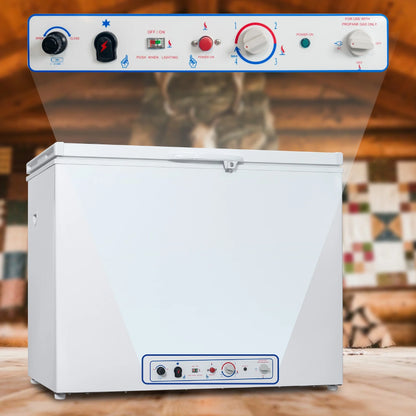 7 Cu ft Propane Chest Freezer, LPG/110V 2 Way Freezer Off Grid Lock and Top Door for Outdoor White