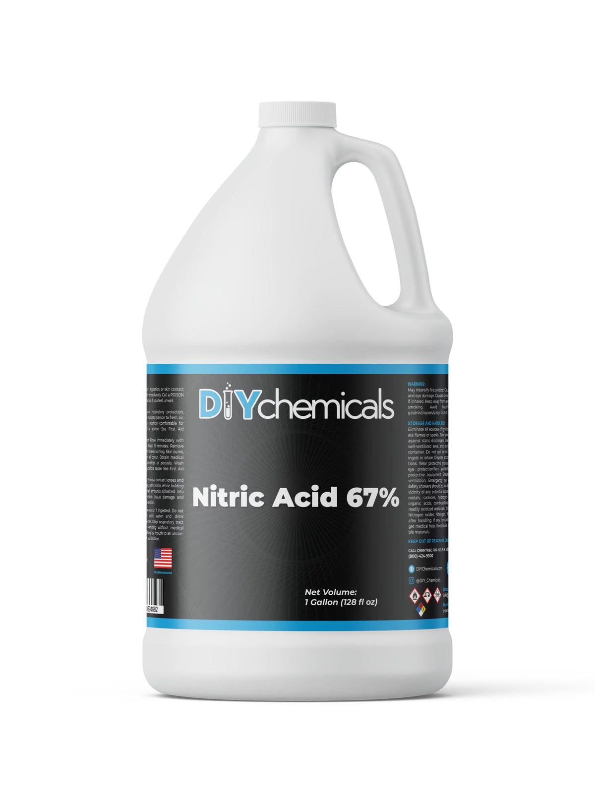 DIYChemicals Nitric Acid 67% - Used in Production of Ammonium Nitrate, Making Plastics, Manufacturing of Dyes, Metal Processing