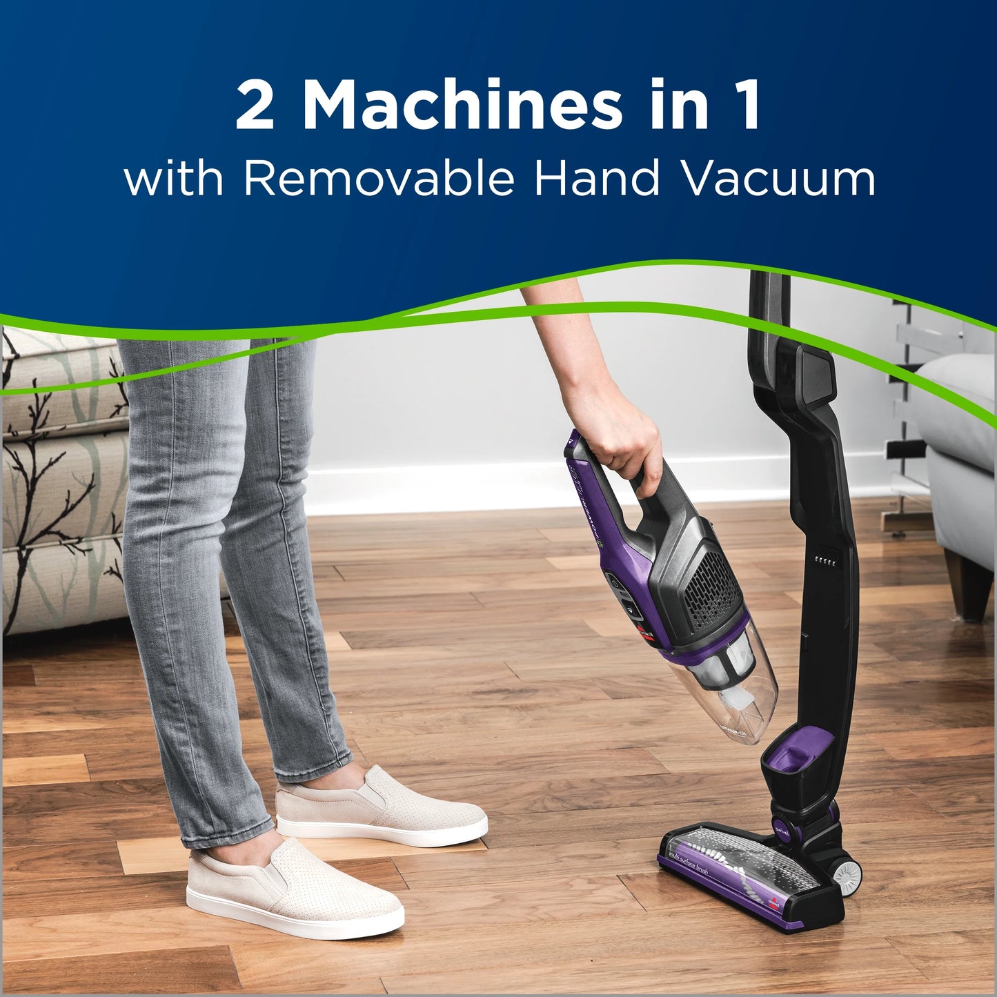 BISSELL PowerLifter Ion Pet Cordless Stick Vacuum, Carpet, Area Rugs, Hard Floor, Upholstery, 2 Way Fold Handle, Freestanding, Removeable Hand Vac, 3191, Purple