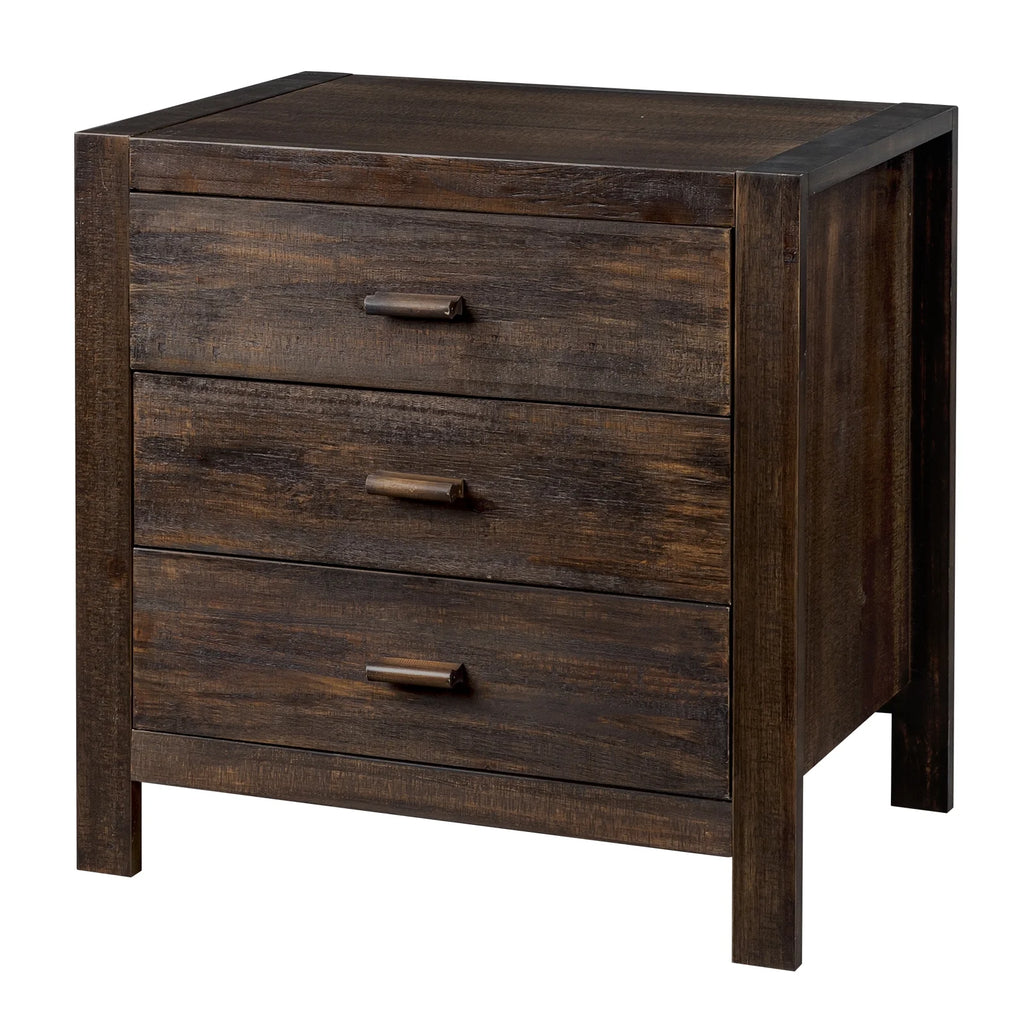 UBesGoo Nightstand 2 Drawer Dresser Side Table, Soild wood & MDF with Solid Wood Veneer, Brown