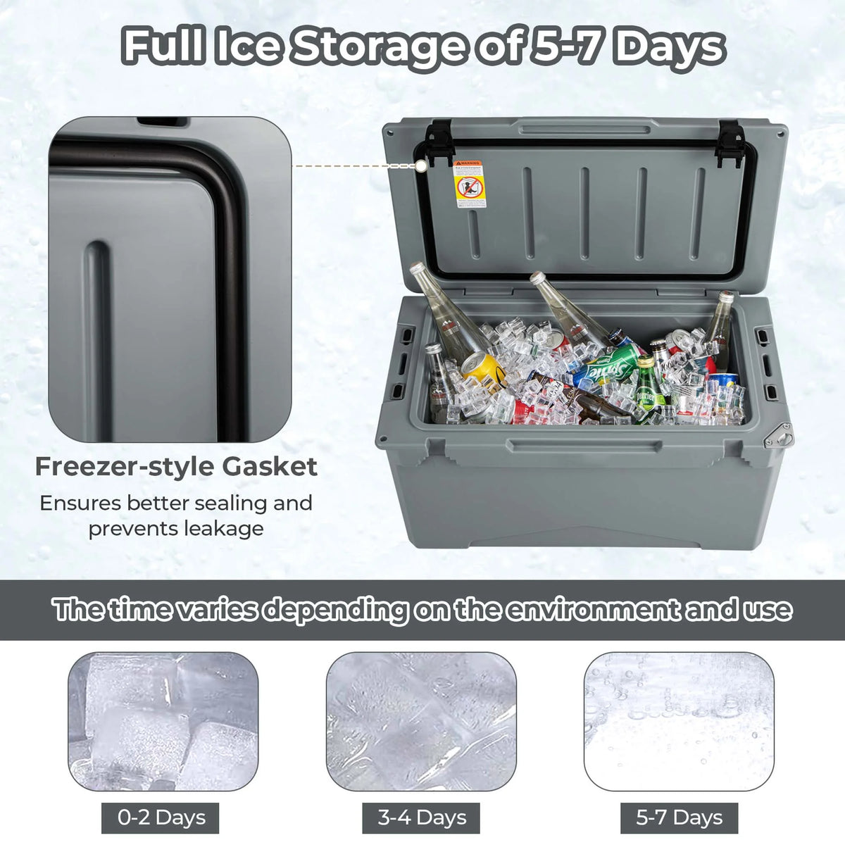 Costway 50 QT Rotomolded Cooler Portable Ice Chest Ice Retention for 5-7 Days Tan