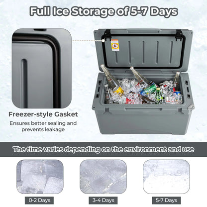 Costway 50 QT Rotomolded Cooler Portable Ice Chest Ice Retention for 5-7 Days Tan