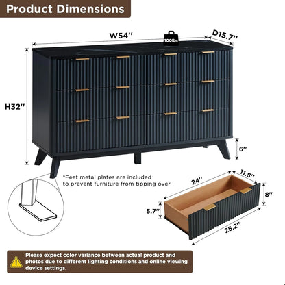 OKD 6 Drawer Dresser for Bedroom with Faux Marble Top, Modern Wood Chest of Drawers, Dresser Organizer, Natural Oak