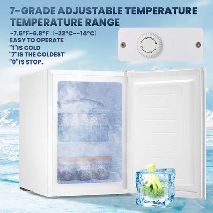 Electactic Upright Freezer, Energy Saving 2.1 Cu.ft Single Door Compact Upright Freezer with Reversible Door(White)