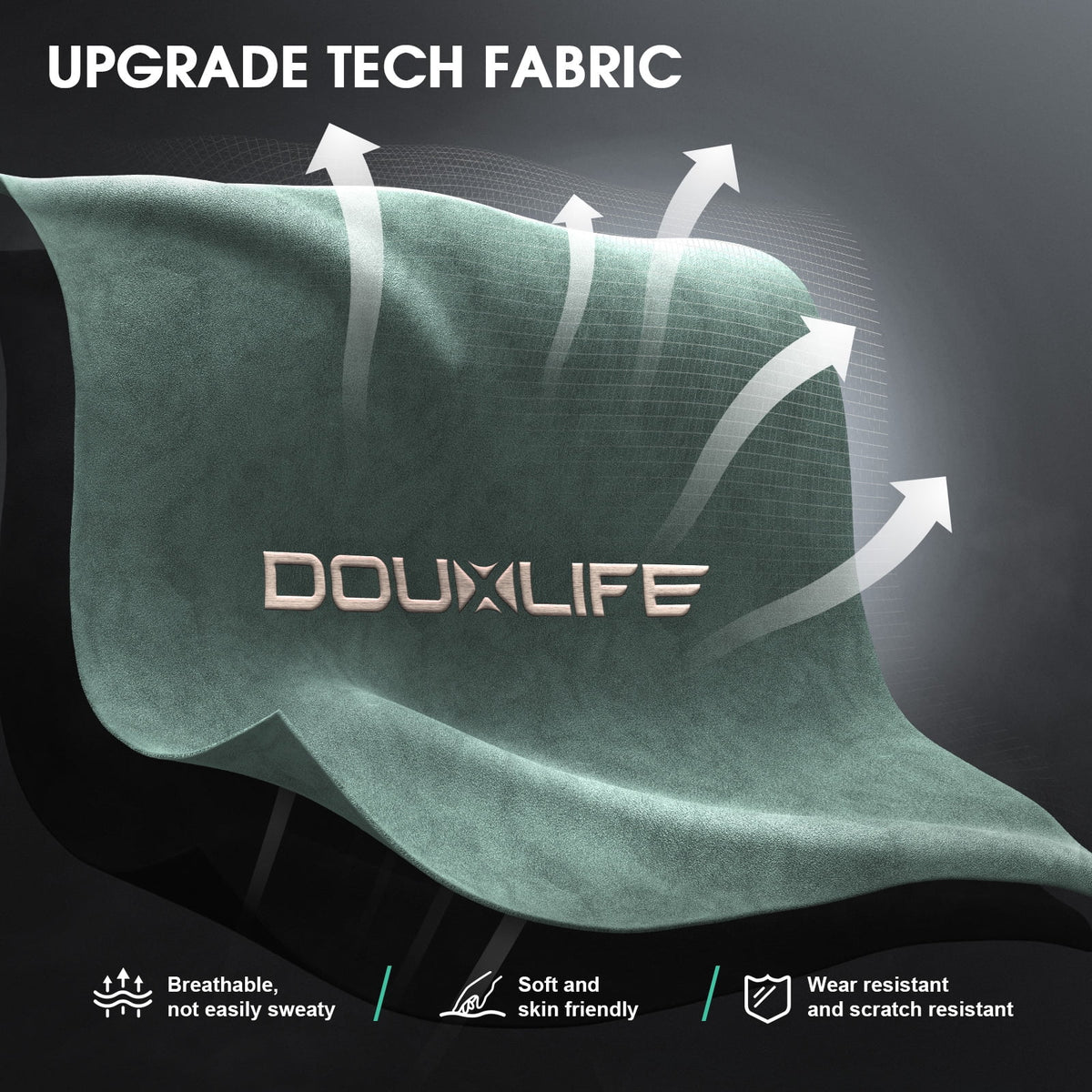Douxlife Massage Gaming Chair, Spring Cushion, Breathable Fabric Gaming Chair with Footrest, Ergonomic Computer Chair for Adults & Kids