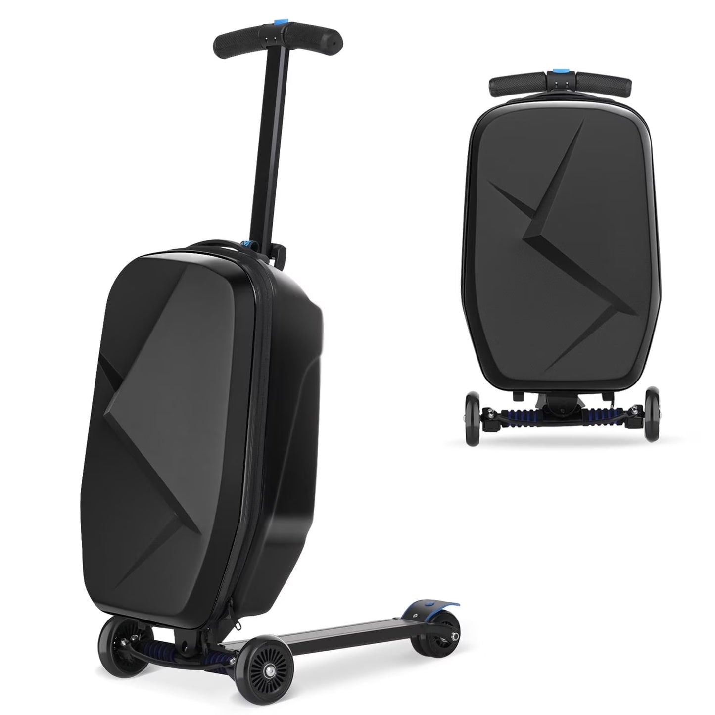 Advwin Scooter Luggage for Kids & Adults, Hardside Ride on Suitcase for Kids Ages 4-15 Multifunctional Lightweight Foldable Carry on Luggage with Wheels Ride on for Children Teenagers, Pink
