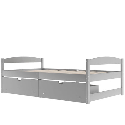 Euroco Twin Size Wooden Daybed with 2 Storage Drawers for Kids Bedroom, Gray