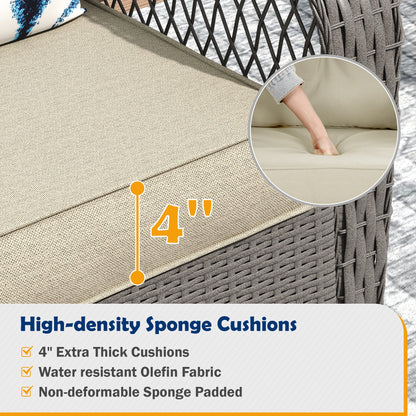 ELPOSUN 3-Piece Outdoor Rocking Chairs, Wicker Patio Furniture with Thickened Cushions and Table for Porch