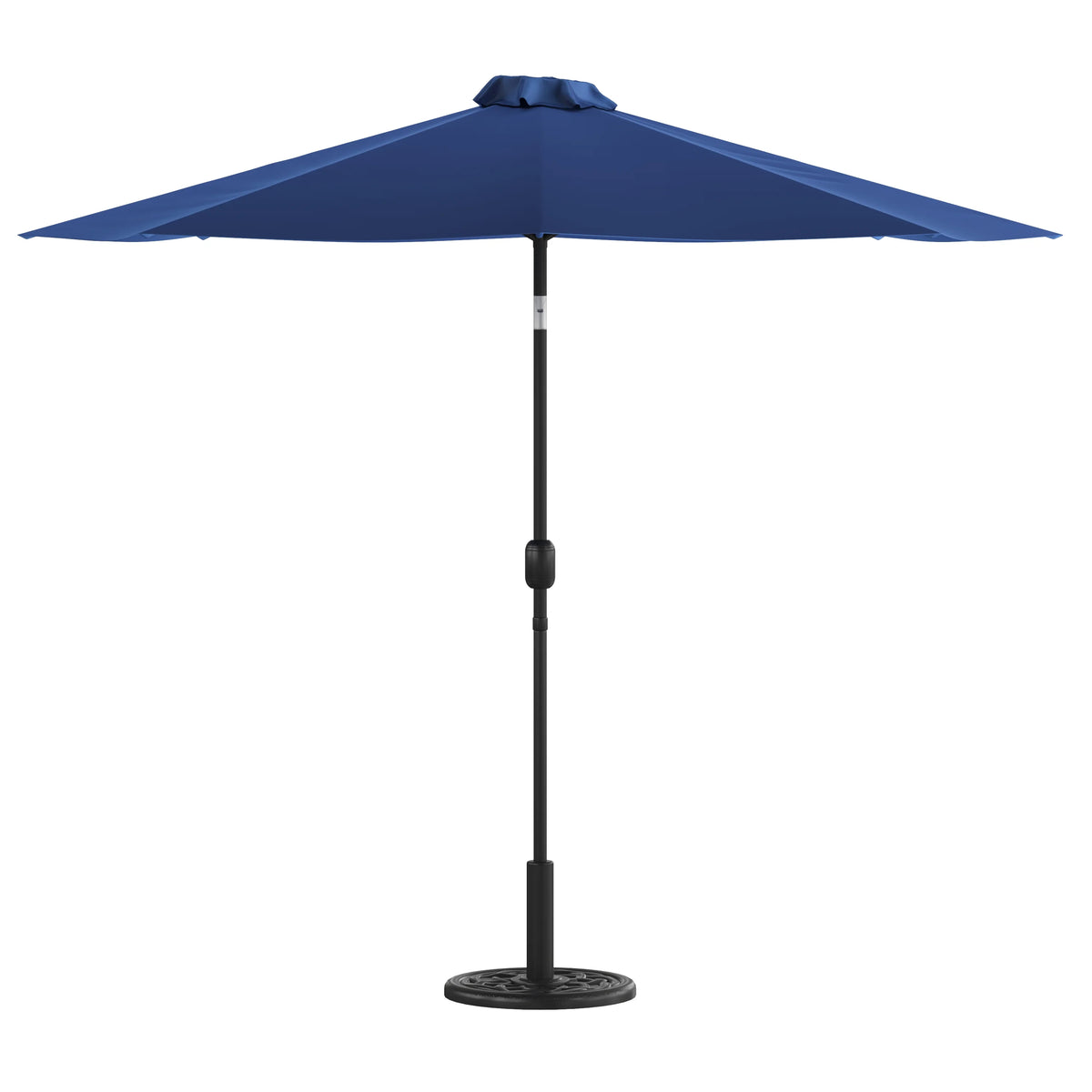 Merrick Lane Patio Umbrella with Base - 9' Tan Polyester Patio Umbrella - 30+ UV Protection - Waterproof Black Cement Base with 1.5" Diameter Aluminum Pole
