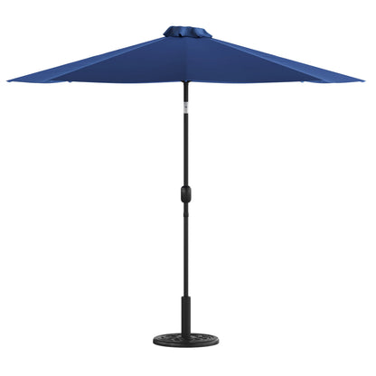 Merrick Lane Patio Umbrella with Base - 9' Tan Polyester Patio Umbrella - 30+ UV Protection - Waterproof Black Cement Base with 1.5" Diameter Aluminum Pole