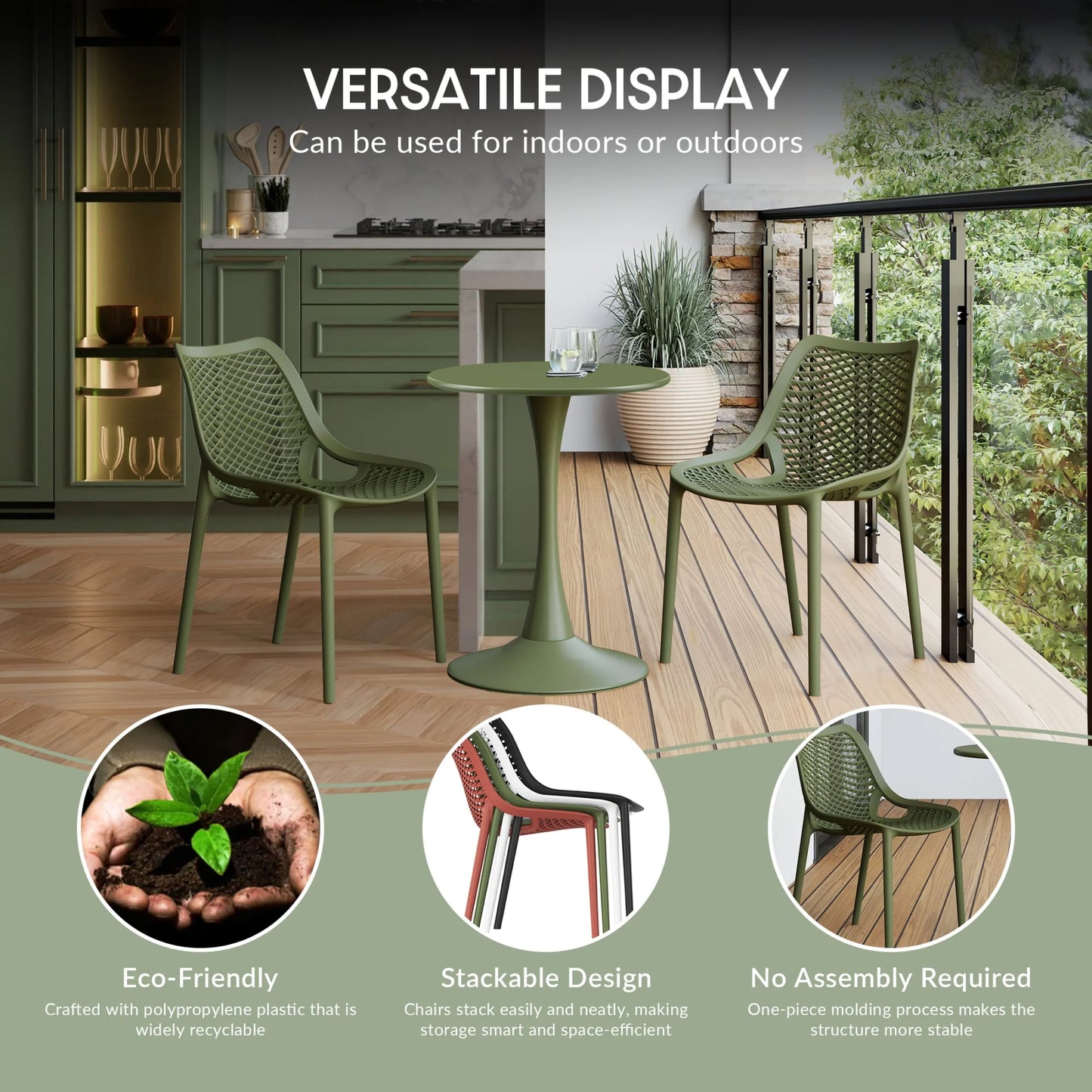 WestinTrends Playa 5-Piece Outdoor Patio Metal Frame Dining Table Set with Stackable Patio Dining Chairs, Olive Green